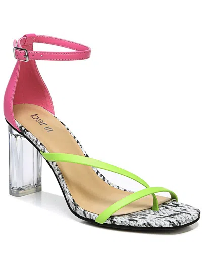 Bar Iii Blakkep Womens Faux Leather Ankle Strap Heels In Pink