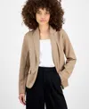 Bar Iii Blazer Women Ps Petite Warm Ginger Stretch Peak-lapel Open-front Fts38 In Brown