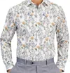 Bar Iii Bold Ivy Dress Shirt Mens White Bird Floral Slim-fit Oxford Fts106 In Multi