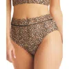 Bar Iii Bonita Cheetah Womens Cheetah High-rise Swim Bottom Separates In Black