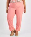 Bar Iii Chino Pants Womens Coral Rose Crepe Textured Straight Leg Fts1213 In Pink