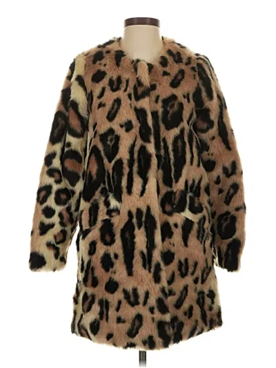 Pre-owned Bar Iii Faux Fur Jacket In Brown