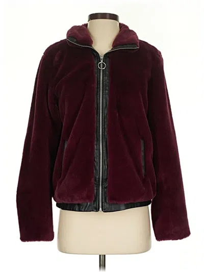 Pre-owned Bar Iii Faux Fur Jacket In Burgundy
