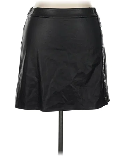 Pre-owned Bar Iii Faux Leather Skirt In Black