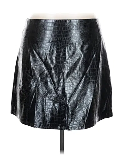 Pre-owned Bar Iii Faux Leather Skirt In Black