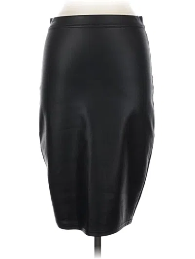 Pre-owned Bar Iii Faux Leather Skirt In Black