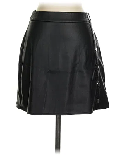 Pre-owned Bar Iii Faux Leather Skirt In Black