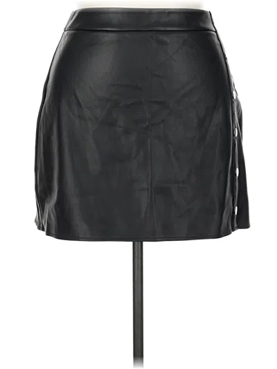 Pre-owned Bar Iii Faux Leather Skirt In Black