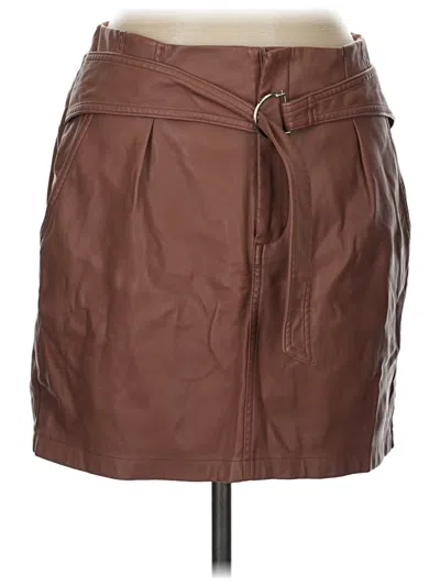 Pre-owned Bar Iii Faux Leather Skirt In Brown