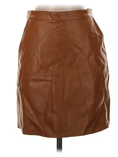 Pre-owned Bar Iii Faux Leather Skirt In Brown