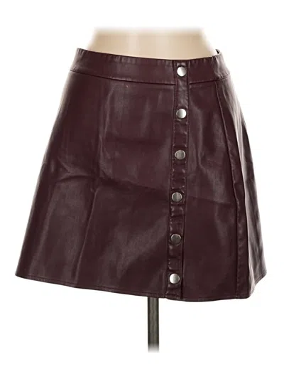 Pre-owned Bar Iii Faux Leather Skirt In Burgundy