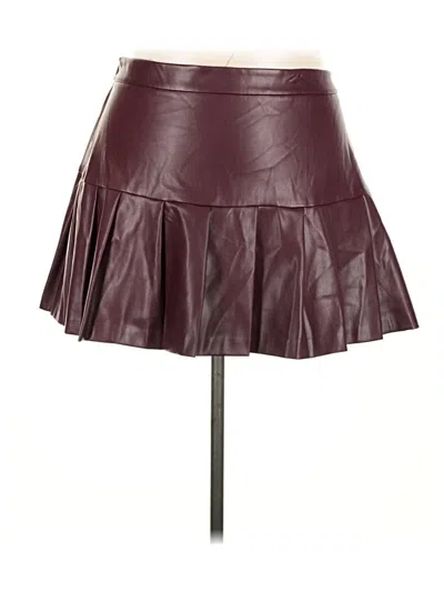 Pre-owned Bar Iii Faux Leather Skirt In Burgundy
