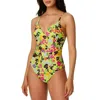 Bar Iii Floral Chic One Piece Swimsuit In Citron
