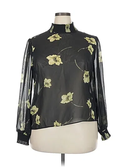 Pre-owned Bar Iii Long Sleeve Blouse In Black