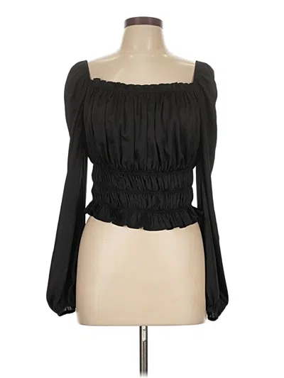 Pre-owned Bar Iii Long Sleeve Blouse In Black