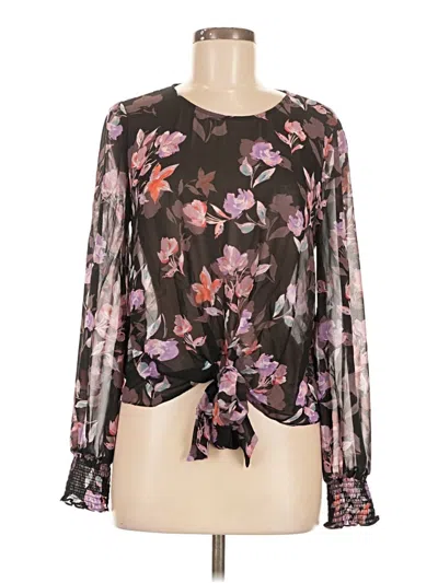 Pre-owned Bar Iii Long Sleeve Blouse In Black