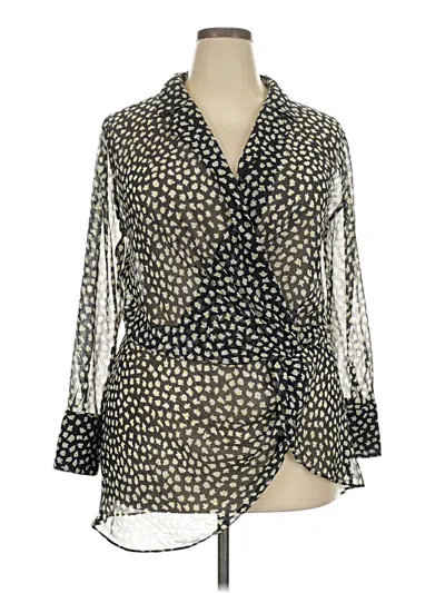 Pre-owned Bar Iii Long Sleeve Blouse In Black