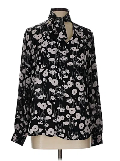 Pre-owned Bar Iii Long Sleeve Blouse In Black
