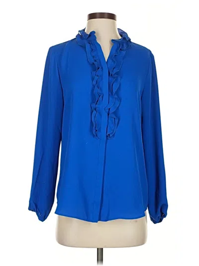 Pre-owned Bar Iii Long Sleeve Blouse In Blue