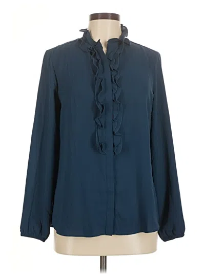 Pre-owned Bar Iii Long Sleeve Blouse In Blue