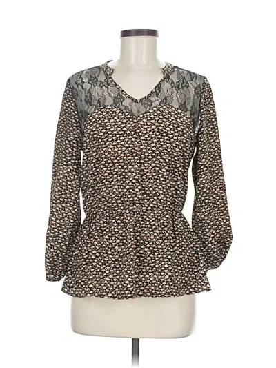Pre-owned Bar Iii Long Sleeve Blouse In Brown