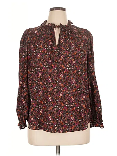 Pre-owned Bar Iii Long Sleeve Blouse In Brown