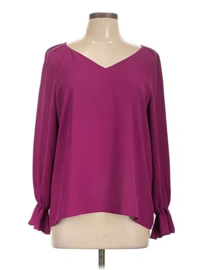Pre-owned Bar Iii Long Sleeve Blouse In Burgundy