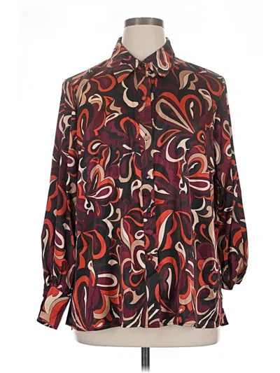 Pre-owned Bar Iii Long Sleeve Blouse In Burgundy