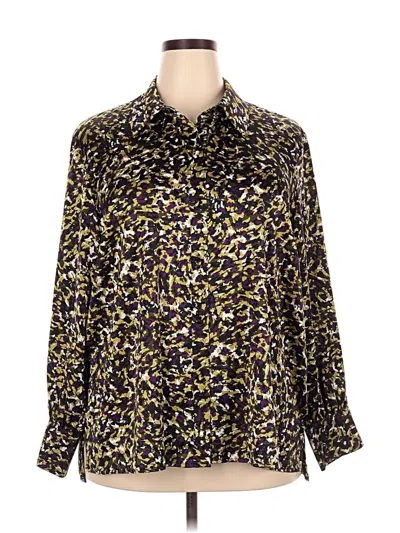 Pre-owned Bar Iii Long Sleeve Blouse In Gold