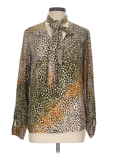 Pre-owned Bar Iii Long Sleeve Blouse In Gold