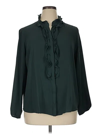Pre-owned Bar Iii Long Sleeve Blouse In Green