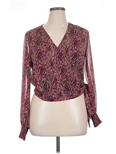 Pre-owned Bar Iii Long Sleeve Blouse In Purple