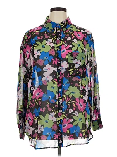 Pre-owned Bar Iii Long Sleeve Blouse In Purple