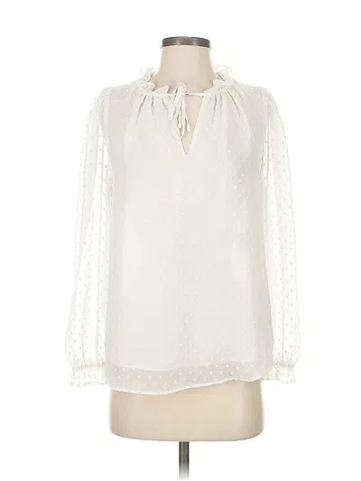 Pre-owned Bar Iii Long Sleeve Blouse In White
