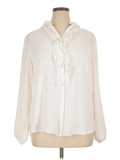 Pre-owned Bar Iii Long Sleeve Blouse In White