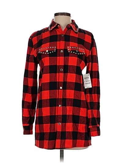 Pre-owned Bar Iii Long Sleeve Button Down Shirt In Red