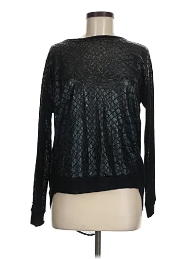 Pre-owned Bar Iii Long Sleeve Top Black Crew Neck Tops