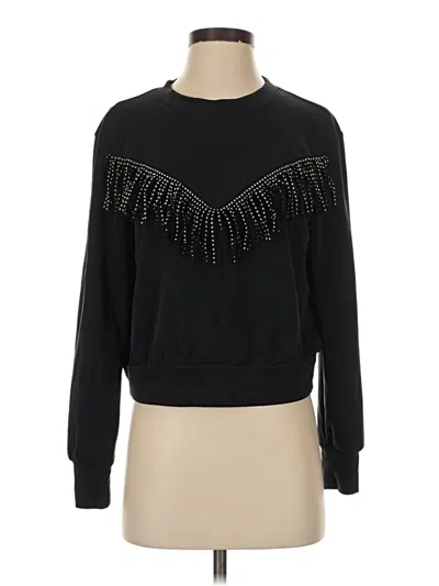 Pre-owned Bar Iii Long Sleeve Top Black Crew Neck Tops