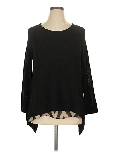 Pre-owned Bar Iii Long Sleeve Top Black Keyhole Neckline Tops