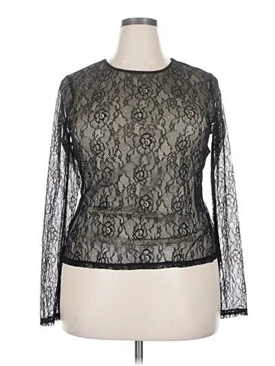 Pre-owned Bar Iii Long Sleeve Top Black Mock Neckline Tops