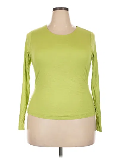 Bar Iii Long Sleeve Top Green Crew Neck Tops