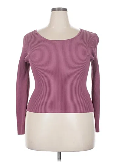Pre-owned Bar Iii Long Sleeve Top Purple Boatneck Tops
