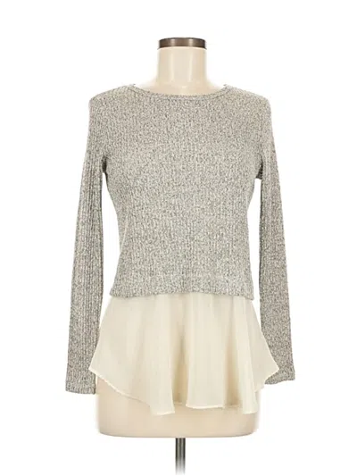 Pre-owned Bar Iii Long Sleeve Top Silver Crew Neck Tops