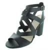 Bar Iii Mae Womens Faux Leather Strappy Block Heels In Black