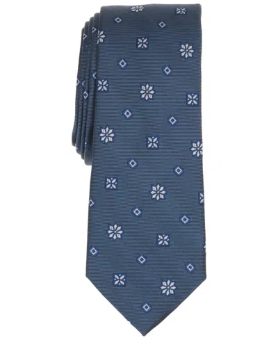 Bar Iii Men's Admiral Neat Floral Print Tie, Macy's Exclusive In Blue