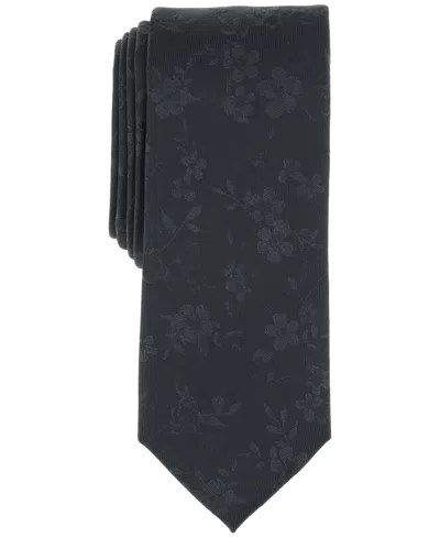 Bar Iii Men's Alton Floral Tie, Created For Macy's In Black