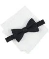 Bar Iii Men's Apollo Paisley Bow Tie & Solid Pocket Square Set, Created For Macy's In Black