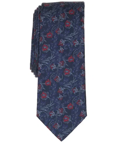 Bar Iii Men's Aster Floral Pattern Tie In Dark Navy