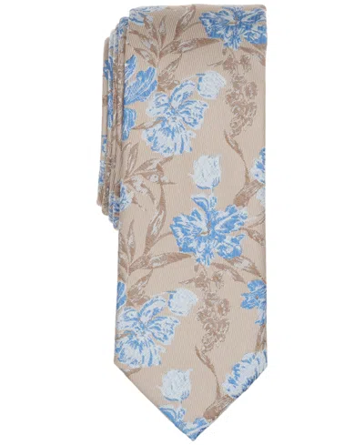 Bar Iii Men's Brolin Floral Skinny Tie, Macy's Exclusive In Neutral