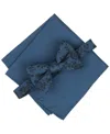Bar Iii Men's Clark Floral Bow Tie And Pocket Square, 2-piece Set, Macy's Exclusive In Blue
